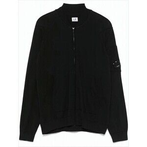C.P. Company Black Zip-Up Cardigan With Ribbed Detailing - NWT